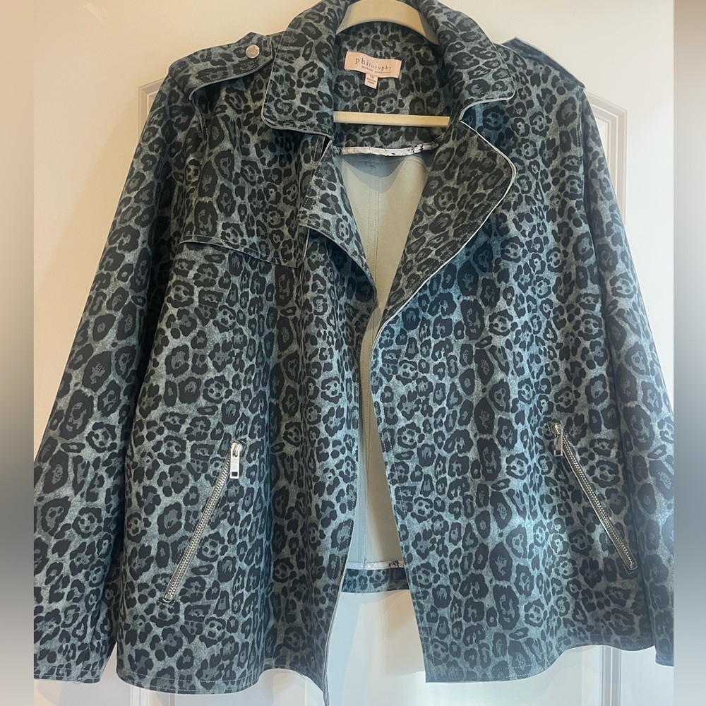 1x philosophy, leopard look soft microfiber jacket